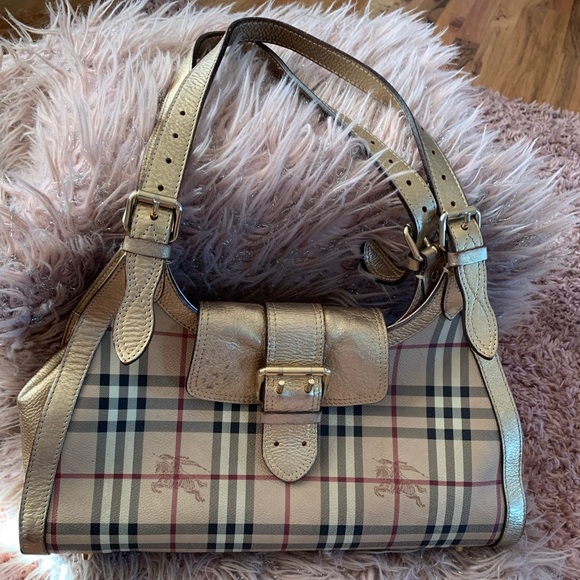 VINTAGE RARE BURBERRY HAYMARKET NOVA CHECK METALLIC SHOULDER  BAG - Picture 1 of 13